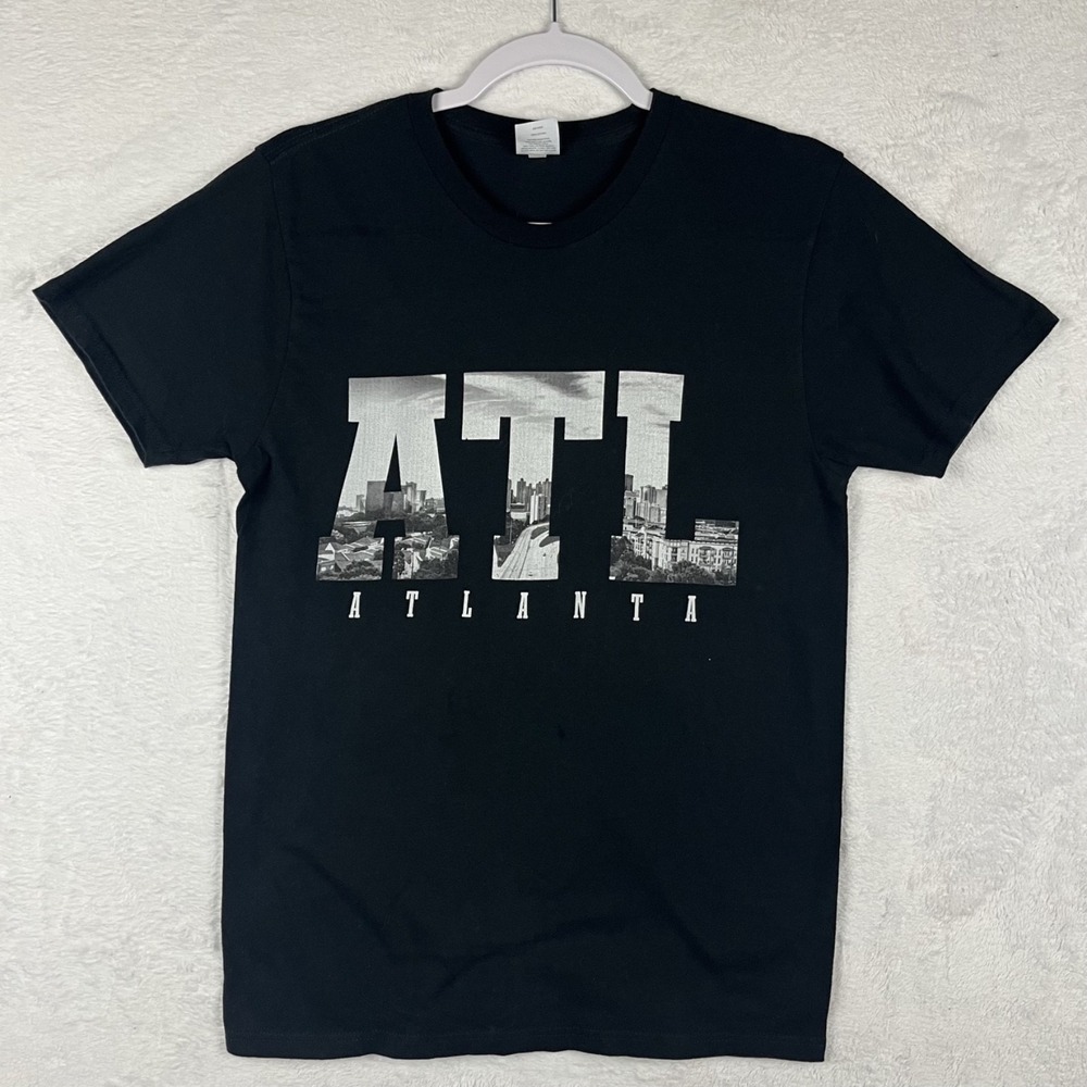 ASI Apparel Atlanta Skyline Graphic T-Shirt Black Mens Size Small ATL City Tee